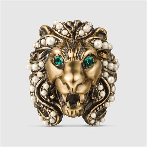 gucci luon ring|Gucci lion head necklace.